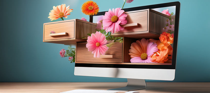 Monitor mit Blumen