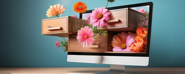 Monitor mit Blumen