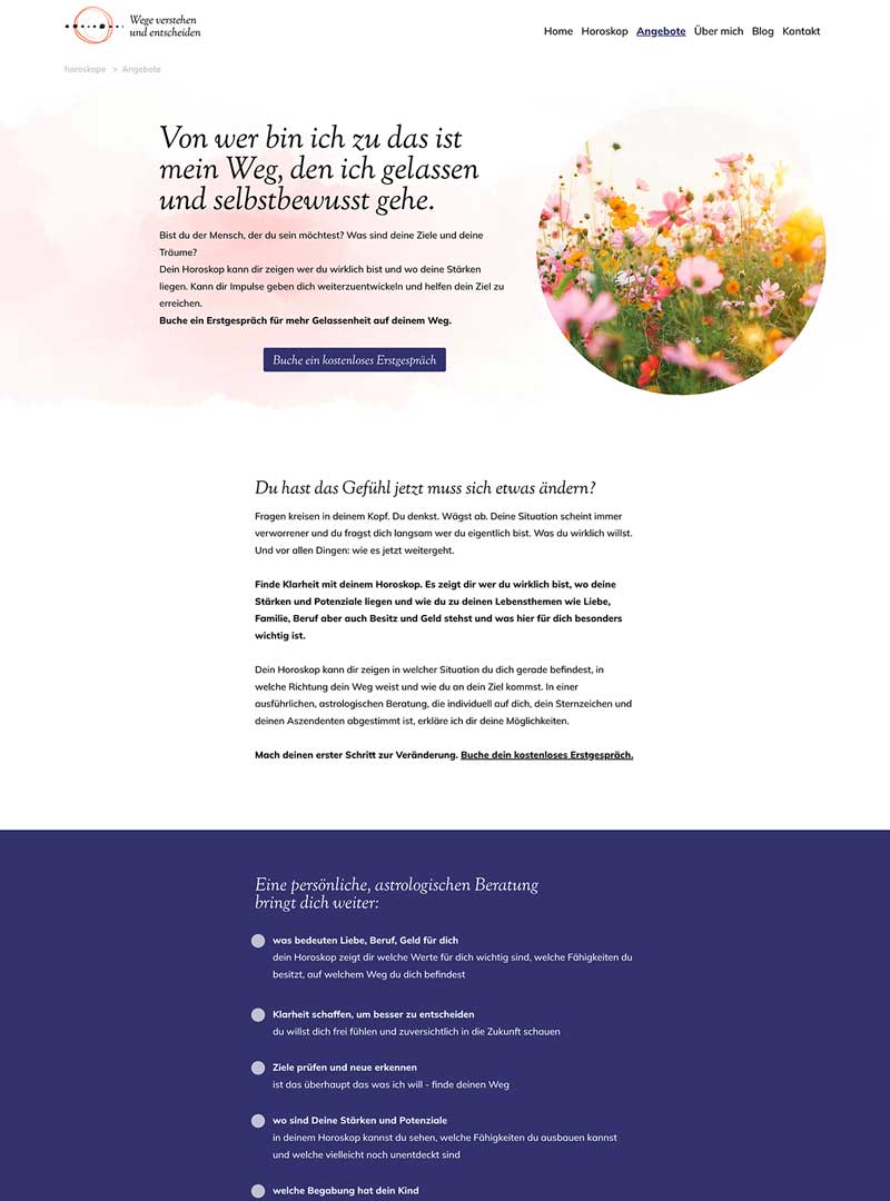 Website für astrologische Lebensberatung