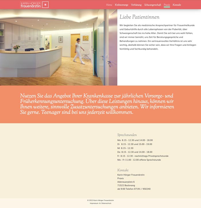 Website für Frauenärztin