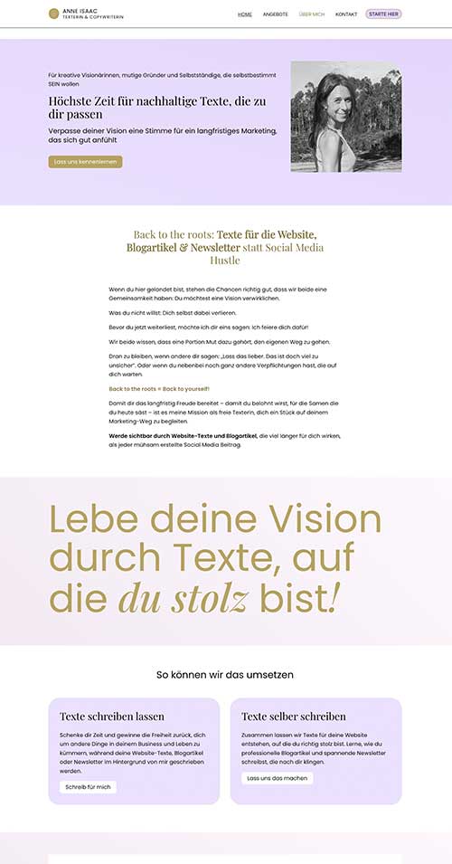 Screenshot einer Website mit zarten Rottönen kombiniert mit Dunkelblau
